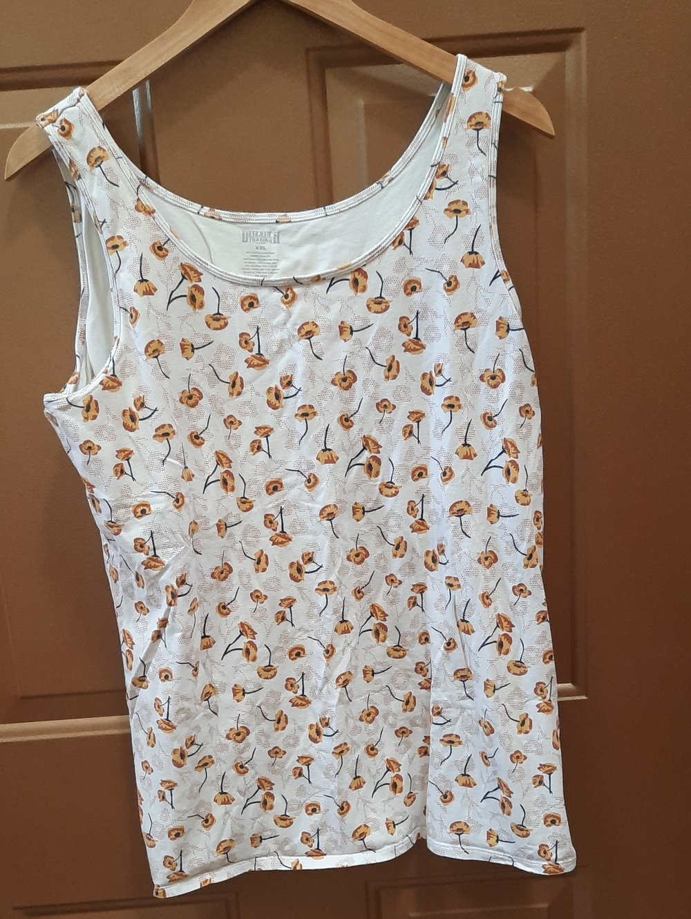 Duluth Trading Co White Camisole with Yellow Floral Print